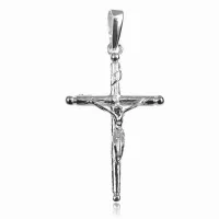 ELEGANCKI GŁADKI MĘSKI SREBRNY KRZYŻ POSTAĆ JEZUSA CHRYSTUSA