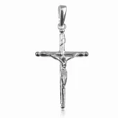 ELEGANCKI GŁADKI MĘSKI SREBRNY KRZYŻ POSTAĆ JEZUSA CHRYSTUSA