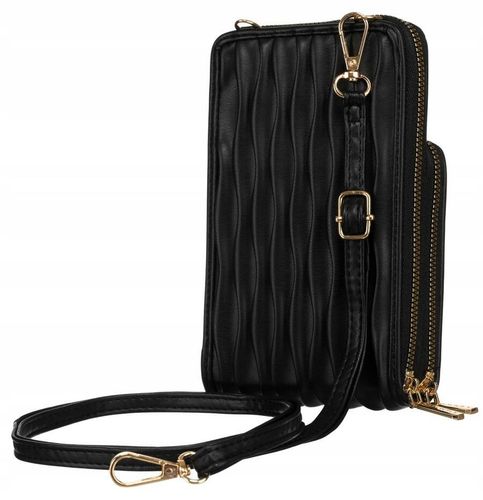 torebka-portfel ze skóry ekologicznej w czarnym kolorze z modnym na Arena.pl