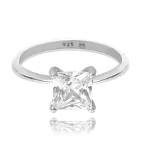 MINET Pierścień srebrny z dużą białą cyrkonią wielkość 13