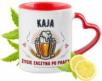 Dla Kai Kubek Czerwony Z Uszkiem W Kształcie Serca Na Prezent Z Nadrukiem