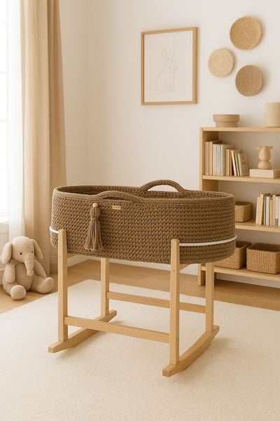 Kosz Mojżesza BOHO Handmade z kołyską - sand zdjęcie 5