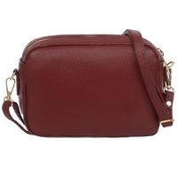 VERA PELLE torebka skórzana listonoszka z paskiem na ramię V486 bordowa