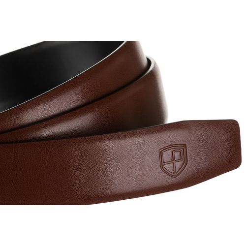 skórzany pasek męski w brązowym kolorze z automatyczną, srebrną klamrą na Arena.pl