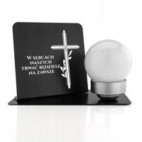 SOLIDNY Znicz solarny LED METALOWA PODSTAWKA z dedykacją na grób