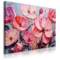 Obraz Do Sypialni Różowe Polne Kwiaty Malarstwo Abstrakcja 120cm x 80cm