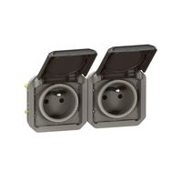 Nowe Plexo - Gniazdo 2x2P+Z poziome, mechanizm 16A-250V~- antracyt - Legrand 069842L