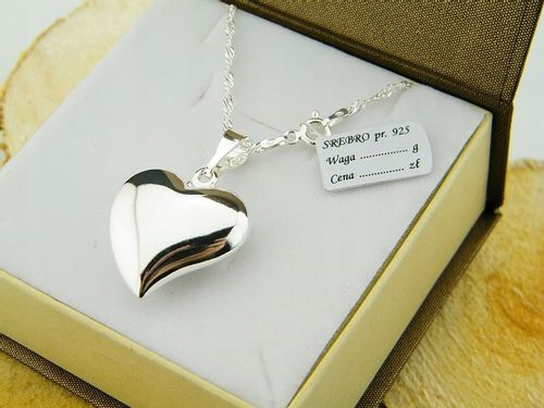WYJĄTKOWE SERDUSZKO Z ŁAŃCUSZKIEM SINGAPUR DŁUGOŚĆ 45 CM SREBRO PRÓBY 925 na Arena.pl