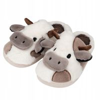 KAPCIE damskie Ciepłe PLUSZOWE CIAPY OCIEPLANE KROWA KRÓWKA r. 36-37