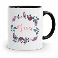 Kubek Czarny Prezent Na Dzień Ojca #1 Tata Z Nadrukiem Ze Zdjęciem