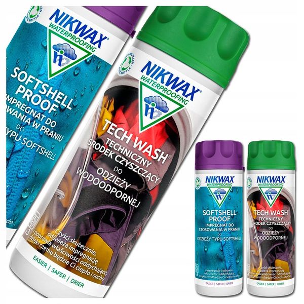 ZESTAW NIKWAX TECH WASH + IMPREGNAT SOFTSHELL PROOF DO PRANIA KURTEK zdjęcie 1