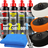 ZESTAW PAST POLERSKICH DO POLEROWANIA LAKIERU MENZERNA + GĄBKI PADY 125mm