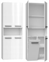 Szafka łazienkowa z 5 pół. i koszem na pranie Biały mat/połysk TS-0754