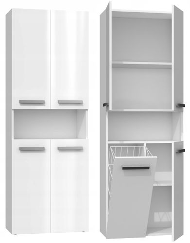 Szafka łazienkowa z 5 pół. i koszem na pranie Biały mat/połysk TS-0754 na Arena.pl