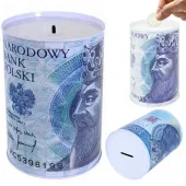 Skarbonka metalowa na pieniądze puszka wzór banknot