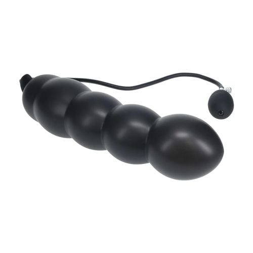 beaded inflatable silicone anal plug - black na Arena.pl