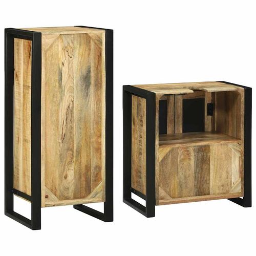 Zestaw mebli łazienkowych 2 pcs Brązowy Drewno z mango na Arena.pl