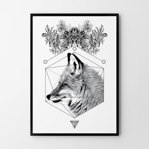 Plakat cyfrowy do wydruku lis geometria na Arena.pl