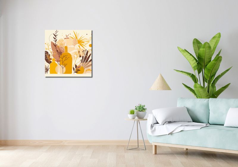 Obraz 60x60cm Złote Rośliny zdjęcie 2