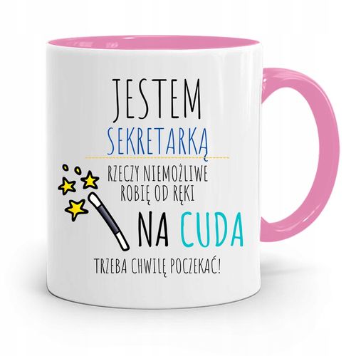 Kubek Różowy Prezent Dla Sekretarki Jestem Z Nadrukiem Ze Zdjęciem na Arena.pl