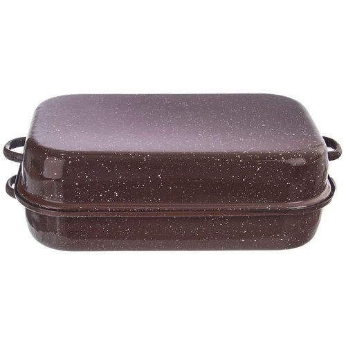 Brytfanna emaliowana z pokrywką prostokątna BROWN 14 l, 46x27,5 cm na Arena.pl