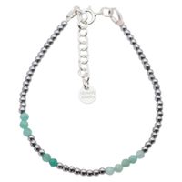 Bransoletka urodzeniowa maj - szmaragd, hematyt i srebro