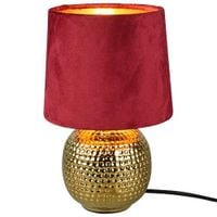 Abażurowa LAMPA stołowa EUDORA DL010-50821 RL Light stojąca LAMPKA nocna na biurko ceramiczna czerwona złota