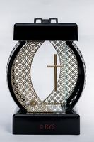 ZNICZ LAMPION GLAMOUR KOŁO AŻUR PIĘKNY KRZYŻ 2 KOLORY ZŁOTO