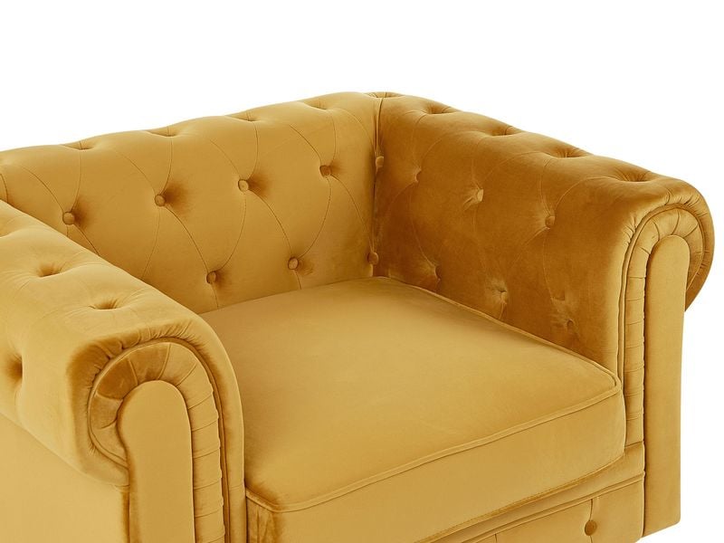 Fotel welurowy żółty CHESTERFIELD zdjęcie 5