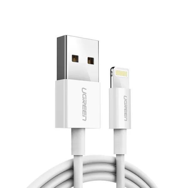 Kabel Ugreen US155 20728 USB-A / Lightning MFi 2.4A 1m - biały zdjęcie 1