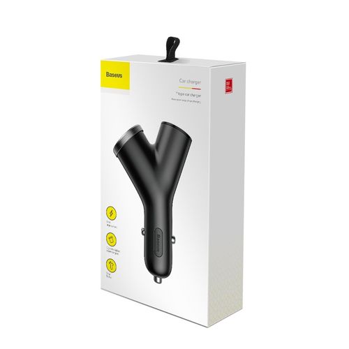 Baseus ładowarka samochodowa Y Type 2USB + gniazdo czarna na Arena.pl