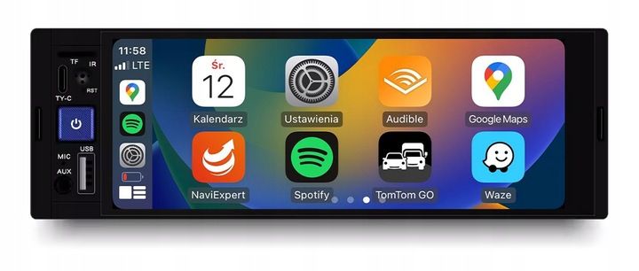 RADIO NAWIGACJA 1DIN CARPLAY ANDROID AUTO MAPY BLUETOOTH AUX zdjęcie 1