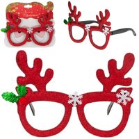 TG59739 OKULARY ŚWIĄTECZNE RENIFER BROKATOWY ŚMIESZNE