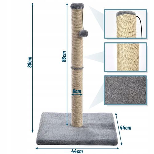 STABILNY WYSOKI SŁUPEK DRAPAK DO DRAPANIA 88 CM DLA KOTA SZEROKA PODSTAWA na Arena.pl