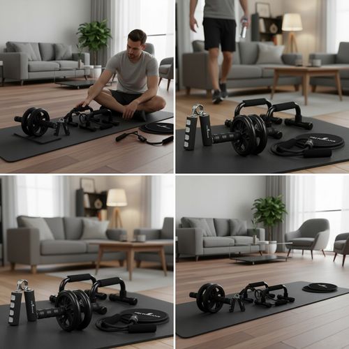 ZESTAW DO ĆWICZEŃ 5W1 MIĘŚNI BRZUCHA EKSPADER PODPÓRKI KÓŁKO ŚCISKACZ na Arena.pl