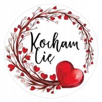 naklejki walentynkowe serca kocham cię fi55 12szt