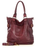 Torebka skórzana XL shopper vintage bag z kieszeniami vera pelle - MARCO MAZZINI burgund