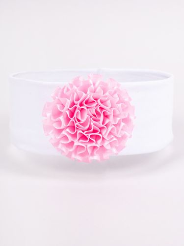 Opaska dziewczęca szeroka biała z różowym kwiatkiem 38-44 YOCLUB na Arena.pl