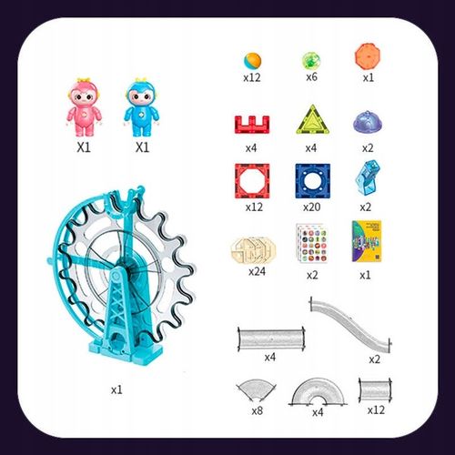 Klocki Magnetyczne Tor Kulkowy Świecący Magnetic Blocks 120 Elementów na Arena.pl