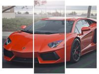 60 90CM OBRAZ 3 ELEM POMARAŃCZOWE LAMBO AXION23 ŚCIENNY DRUK PŁÓTNO