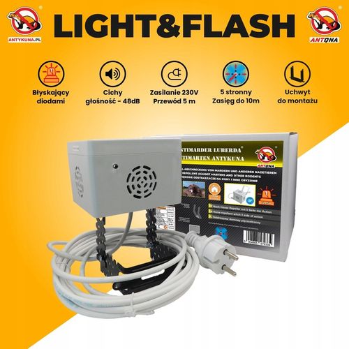 Odstraszacz kun Hermetyczny cichy i błyska do domu na strych 5 stronny 230V na Arena.pl