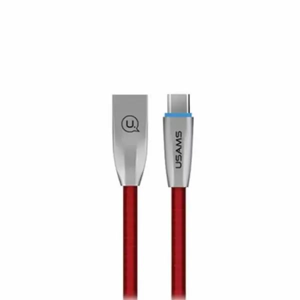 USAMS Kabel pleciony U-Light USB-C 1.2m czerwony zdjęcie 1
