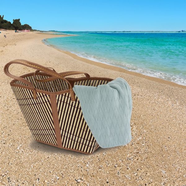 Torba bambusowa ekologiczna na zakupy eko pojemna na piknik zdjęcie 4