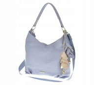 Laura Biaggi torebka shopper niebieski groszek brelok kwiaty beżowy L326018