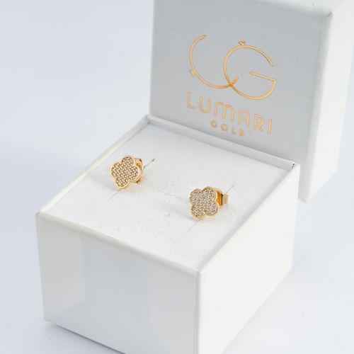 Złote Kolczyki Sztyfty Piękny Kwiat Cyrkonie na Arena.pl