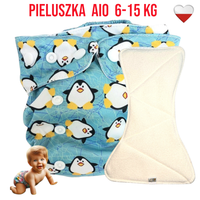 Pieluszka Wielorazowa AIO Kieszonka bambus PINGWINY  NappiMe
