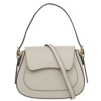 VERA PELLE torebka damska skórzana kuferek z paskiem na ramię V503 j.beżowa