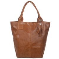 VERA PELLE torebka damska skórzana shopper lakierowana na ramię V588 camel