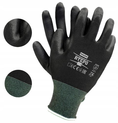 rękawice robocze / czarne / rozmiar: 8 - m / rtepo_bb8 na Arena.pl