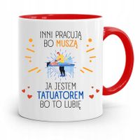 Dla Tatuażystki Tatuażysty Kubek Czerwony Prezent Z Nadrukiem Ze Zdjęciem